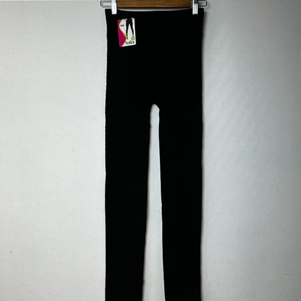 Sofra Black Cable Knit Fleece Lined Legging Free Size New With Tags - Picture 3 of 6